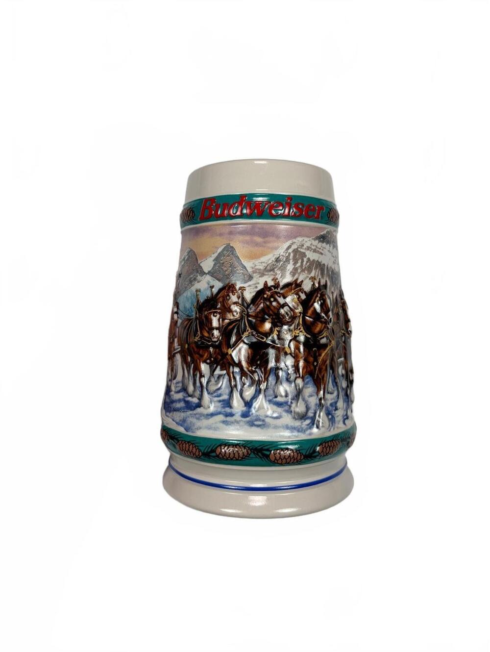 Vintage Budweiser 1993 Special Delivery Holiday Stein Clydesdales Beer Mug CS192